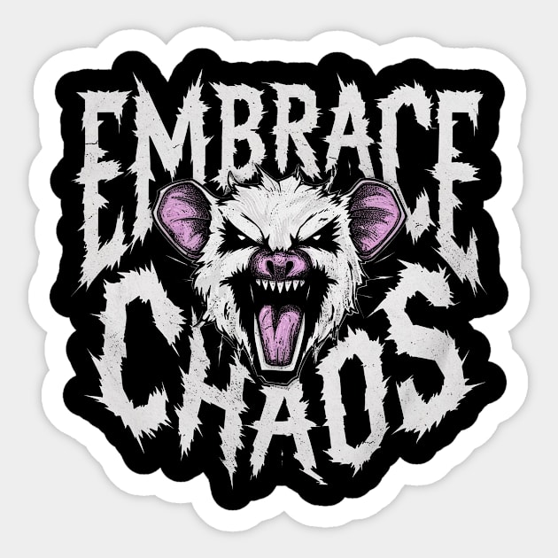 Possum Embrace Chaos, 90s Inspired Sticker by Hamza Froug